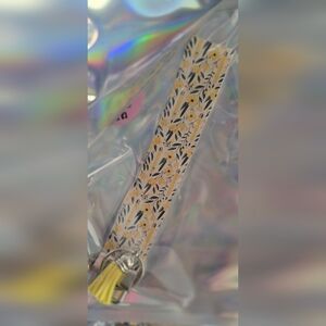 Faux Leather Keychain - Yellow Floral & School Pencils